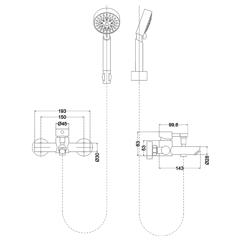 Смеситель д/ванны MELANA-610105 Tondo нерж.сталь, однорычажный, сатин, литой излив - Вид №1