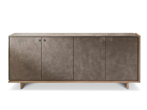 Кожаный деревянный низкий офисный шкаф