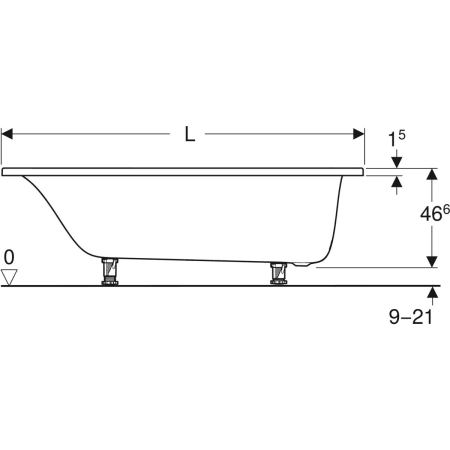 554.122.01.1 Прямоугольная ванна Geberit Tawa, тонкое исполнение, с ножками Geberit  - Вид №3