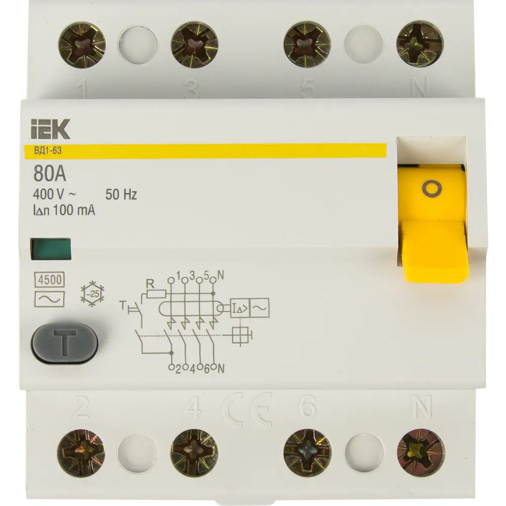 УЗО IEK ВД1-63 4P 80А для трёхфазной сети 400В 82941109 STLM-0038224 - Вид №1