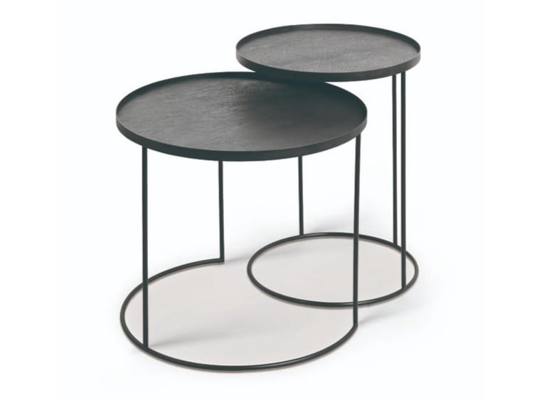 Деревянный круглый журнальный столик Ethnicraft ROUND TRAY TABLE SET ARCH-00081801