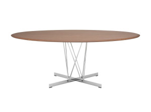 Овальный стол из стали и дерева со спицевым основанием