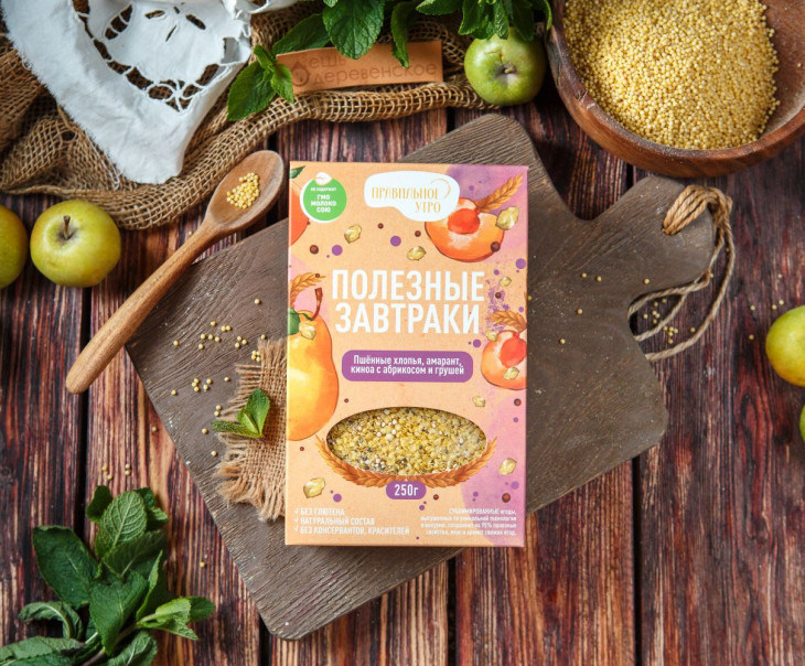6066 Пшенные хлопья с абрикосом и грушей_250 г. Вкусляндия 