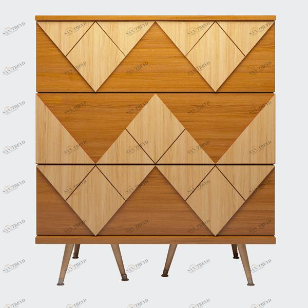 Комод с деревянными ножками и 3 ящиками Lady Woo WOODI  00-3965955 Бежевый;дуб сонома 