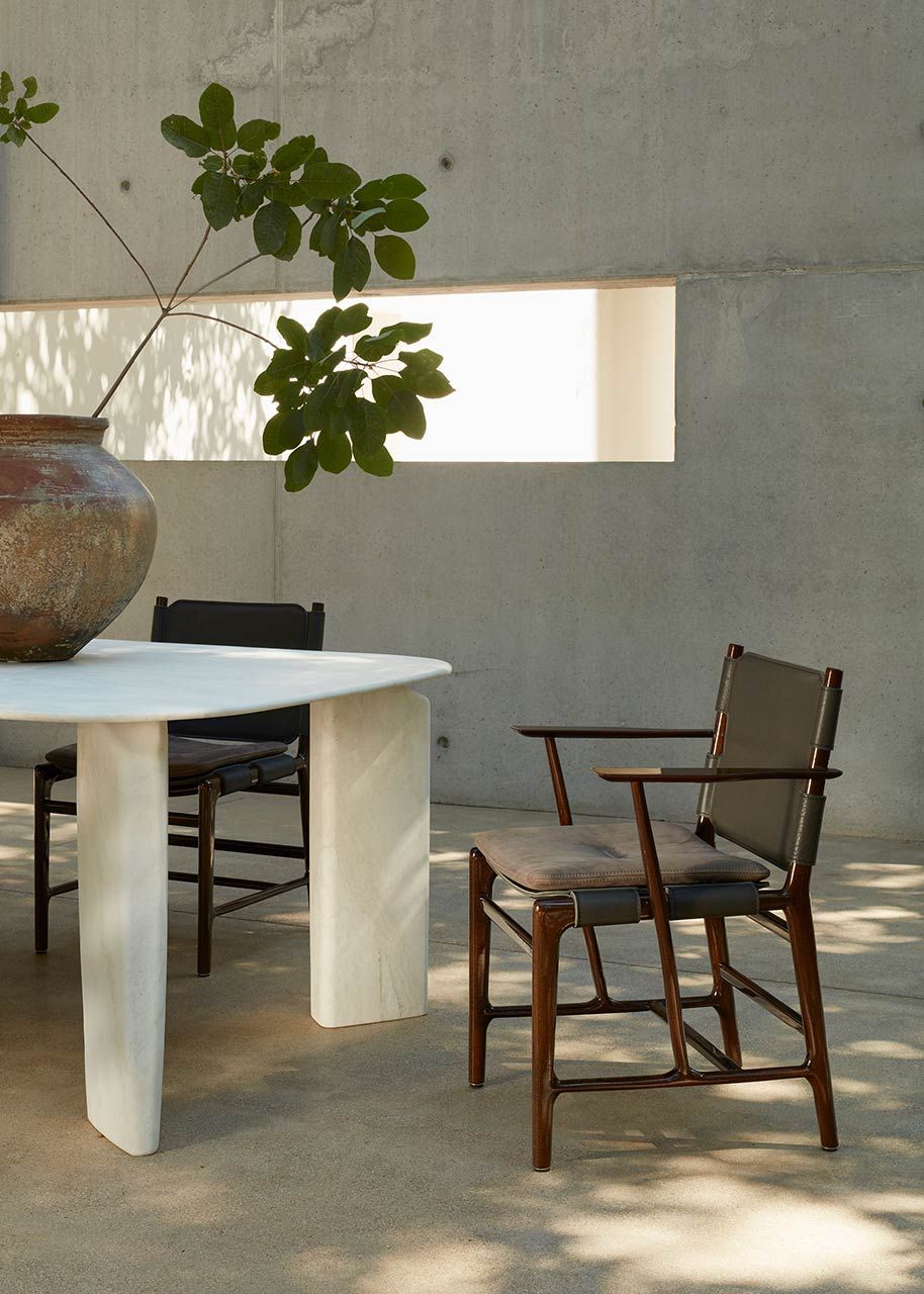 Садовое кресло из красного дерева и кожи с подлокотниками Exteta Levante ARCH-00082375 - Вид №9