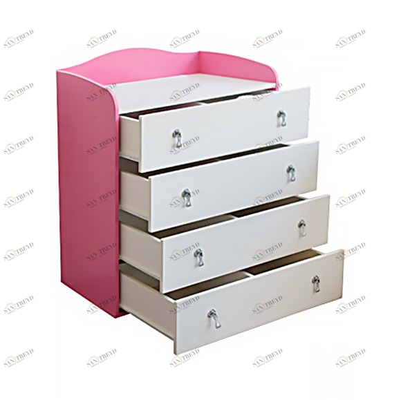 Комод детский с 4 ящиками и бортиками "Зефир" МАНДАРИН ЗЕФИР 178704 Белый;розовый Santreyd 