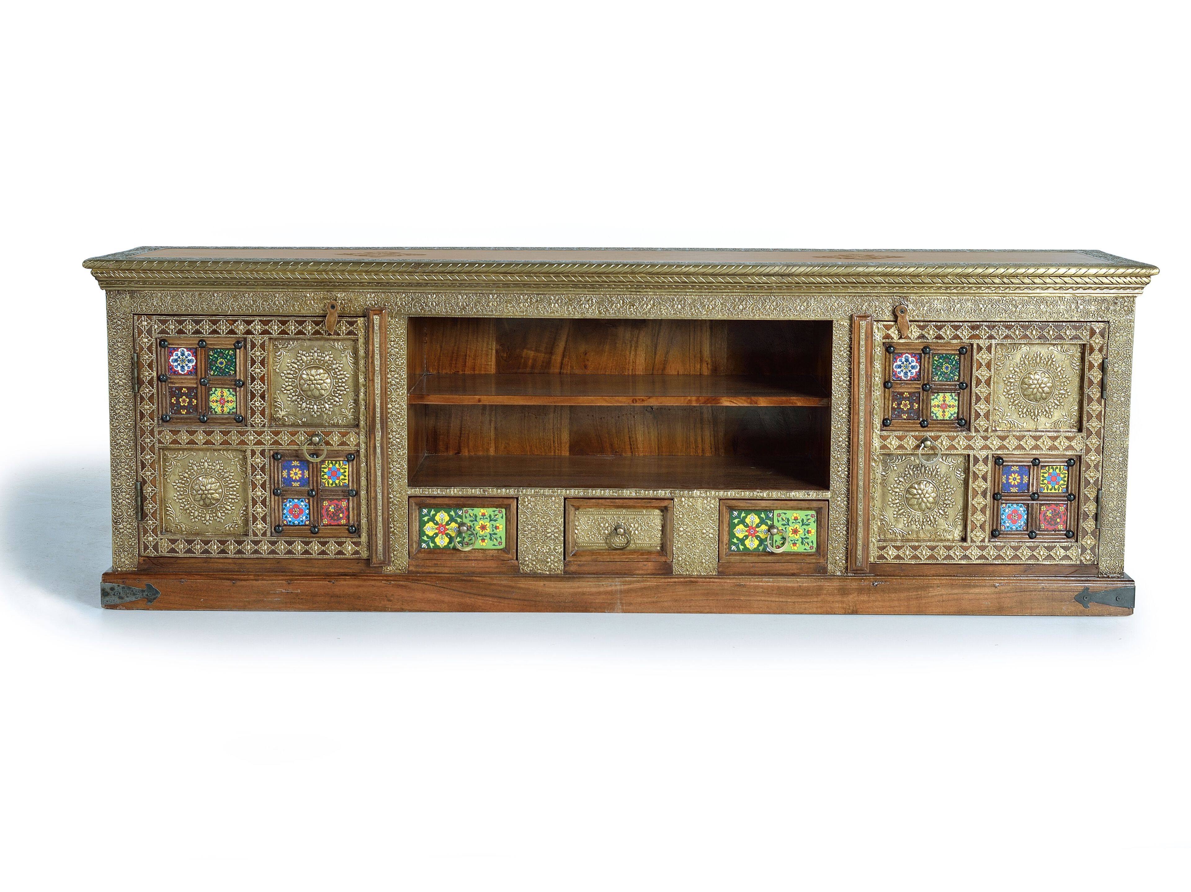 ТВ-шкаф из акации с выдвижными ящиками и распашными дверцами Giner y Colomer Benìn ARCH-00132111