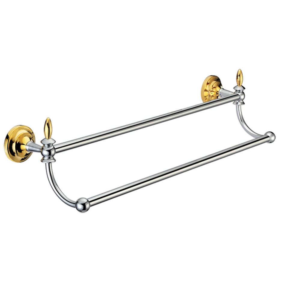 Двойная штанга для полотенец MELANA хром+золото MLN-820002 820 серия