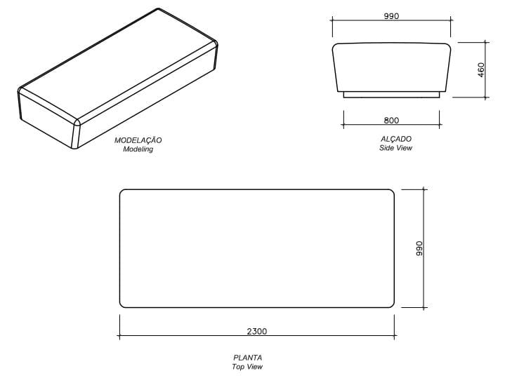Модульная бетонная скамья без спинки amop Коимбра ARCH-00071184 - Вид №5