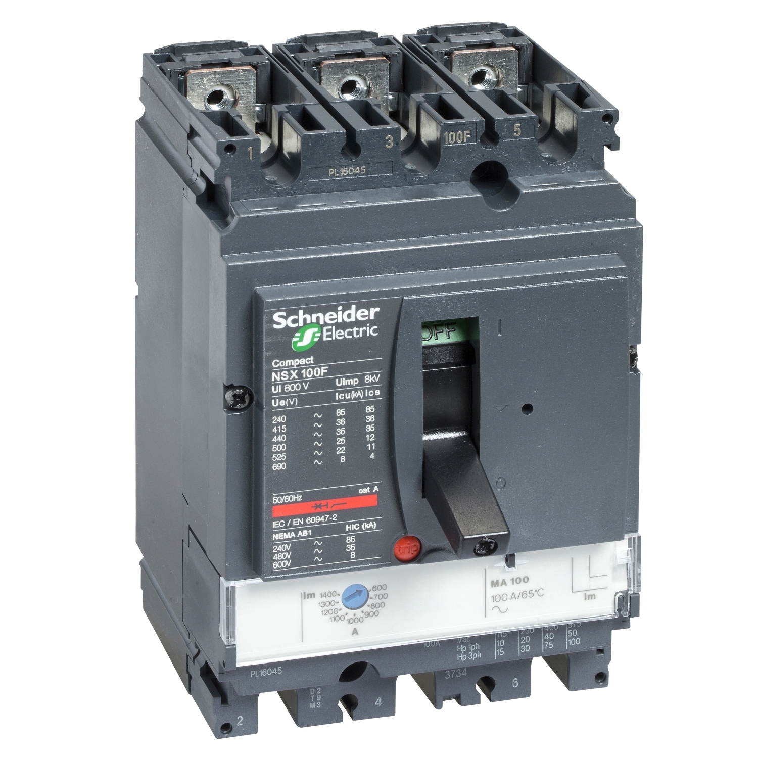 LV429755 Силовой автомат NSX 100, MA, 50кА, 3P, 2.5А Schneider Electric Compact 