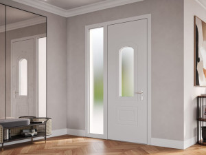 Алюминиевая входная дверь со стеклянными панелями