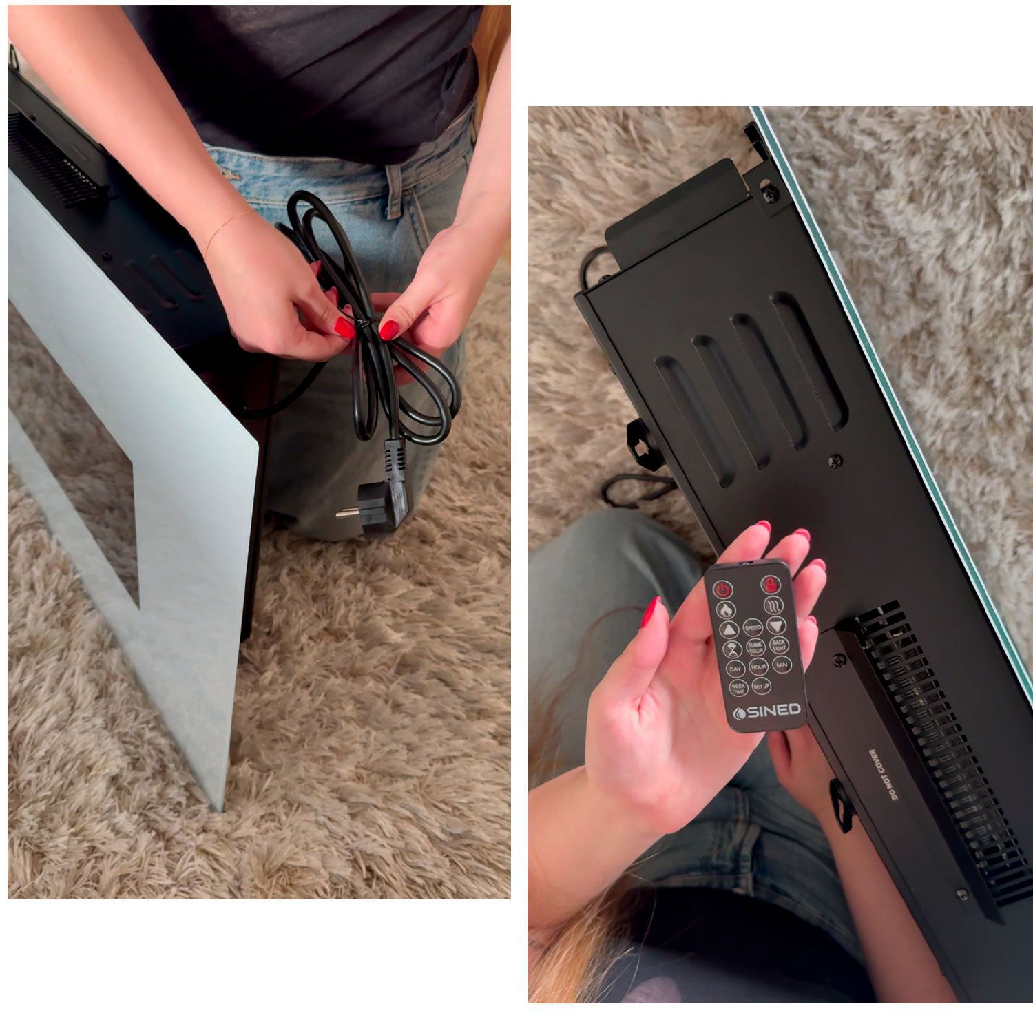 Настенный электрический стальной и стеклянный камин SINED MONTE BIANCO ARCH-00043215 - Вид №5