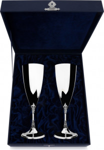10651835 Аргента (Россия) Набор из 2-х фужеров гладких "Виноград" +футляр Серебро 925