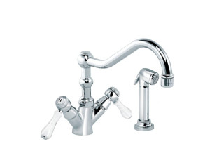 Смеситель для кухни с 2 отверстиями на столешнице со съемным ручным душем