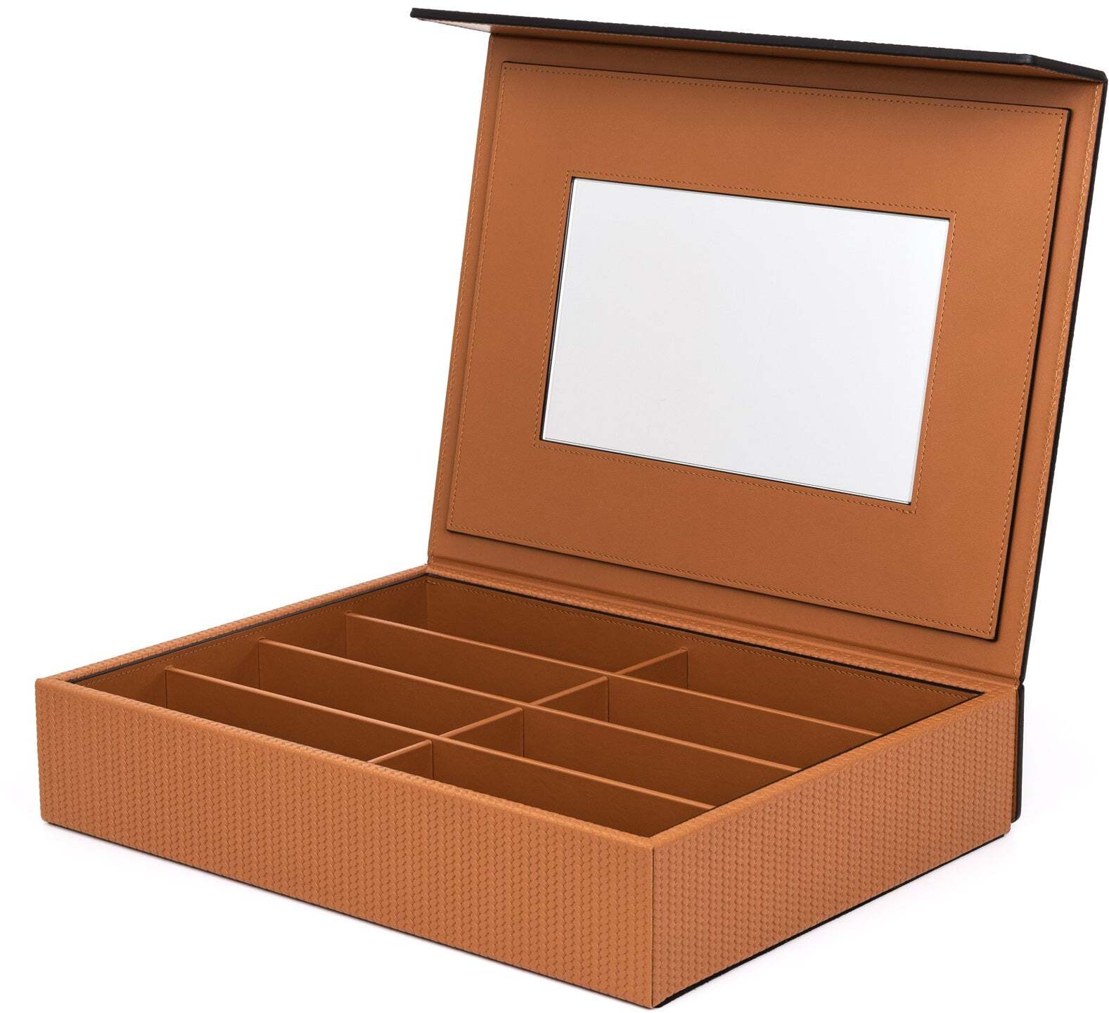 Коробка для очков с зеркалом - 36,8X27,5XH7,5 см / зернистая кожа_белый