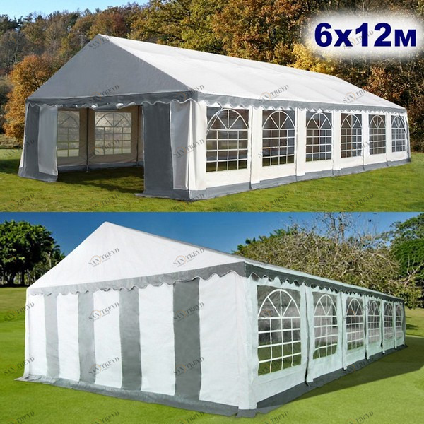 Шатер садовый белый 6х12 м AFINA  130466 Белый 