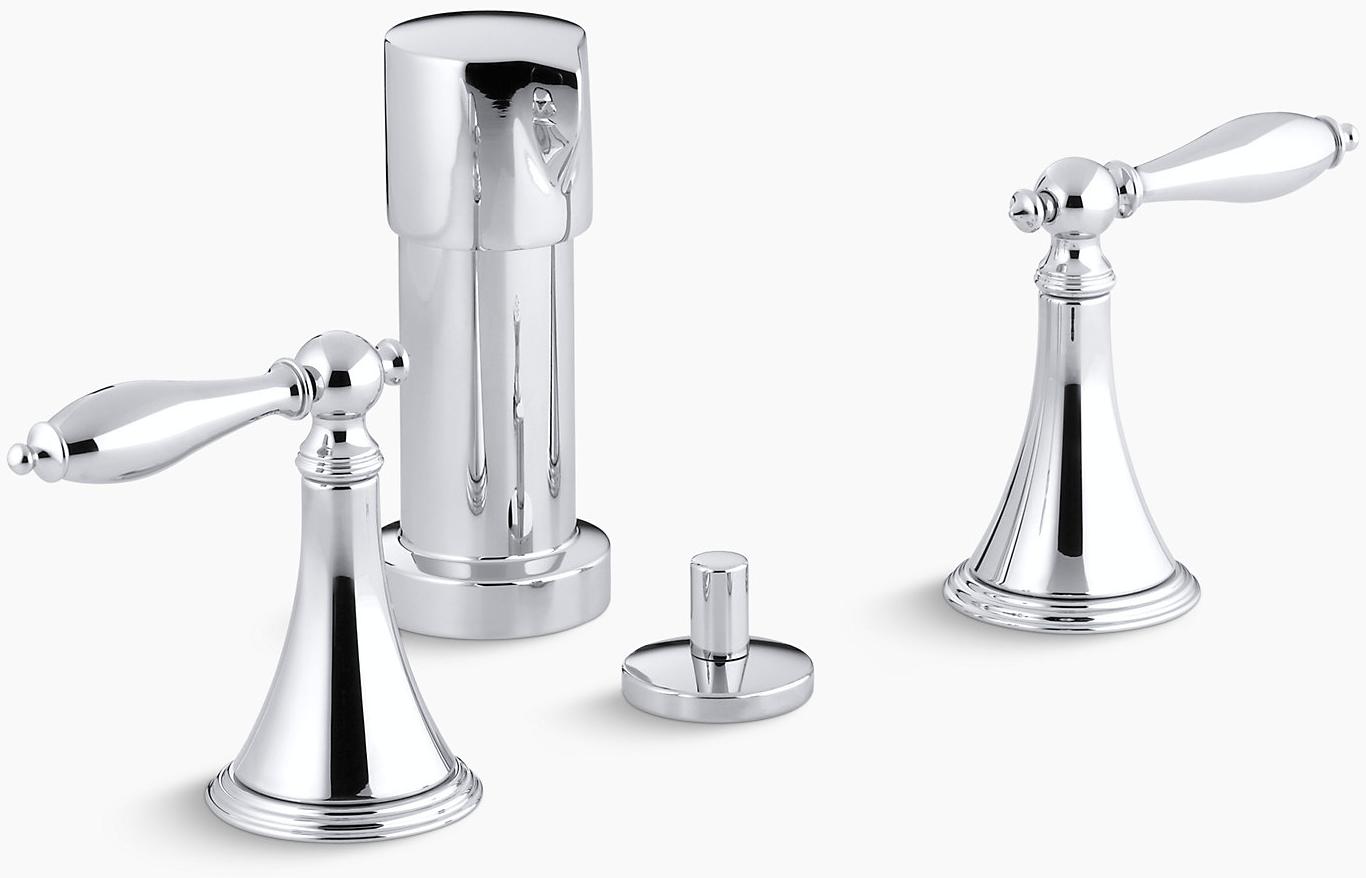 KOHLER Вертикальный смеситель для биде Finial с ручками и соответствующими вставками K-316-4M-CP 
