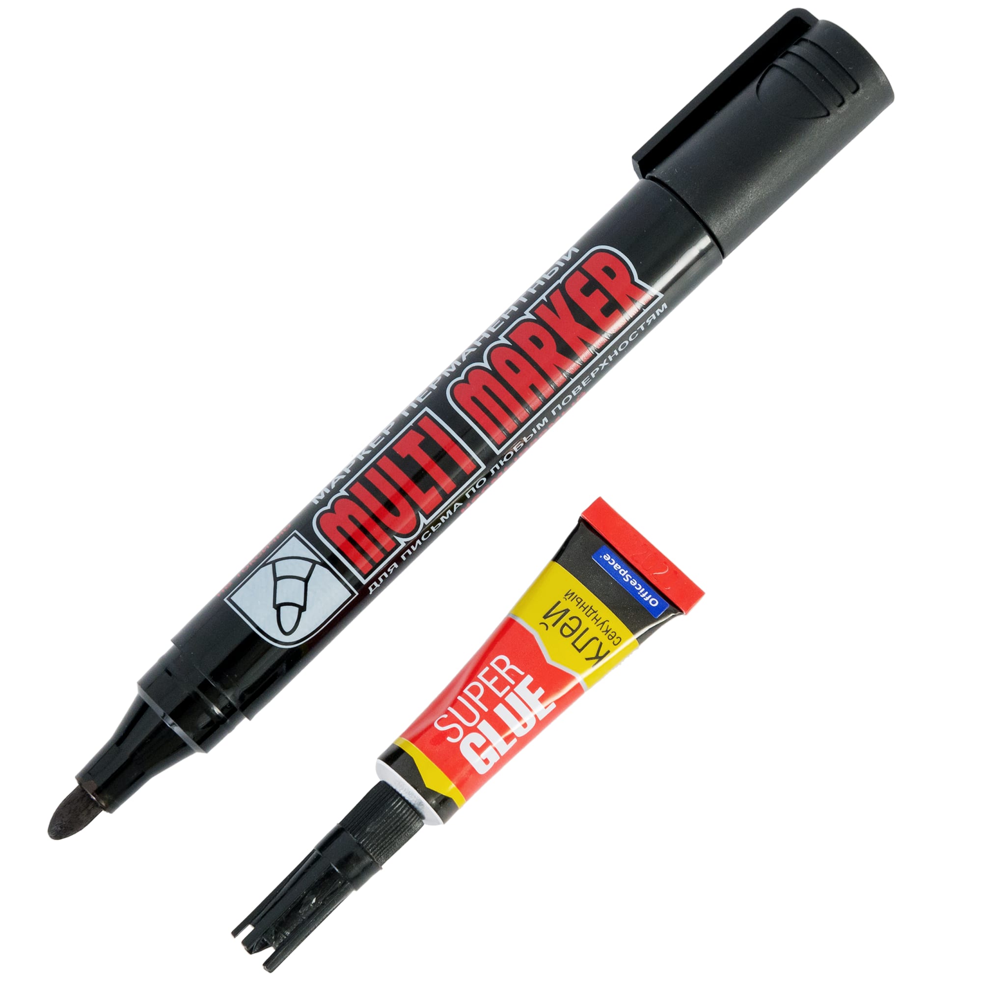 89138636 Маркер перманентный черный 3 мм Crown и суперклей Santreyd 