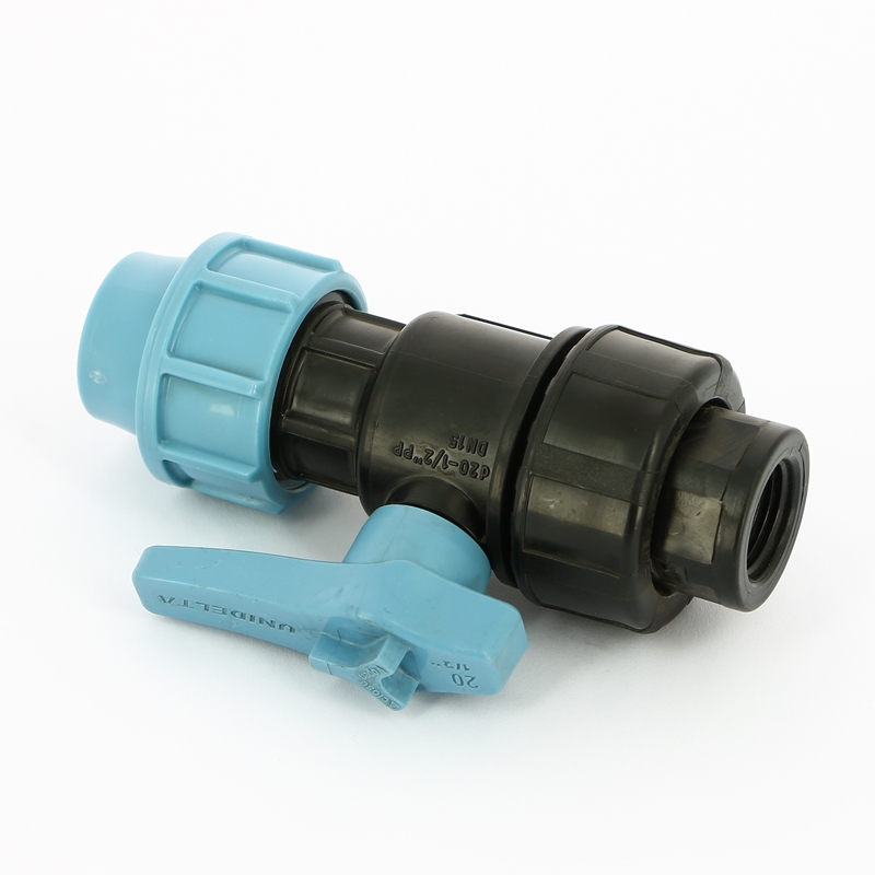 Кран шаровый компрессионный Unidelta 20x1/2" для труб ПНД полипропилен PP-B 1071020002001 - Вид №3