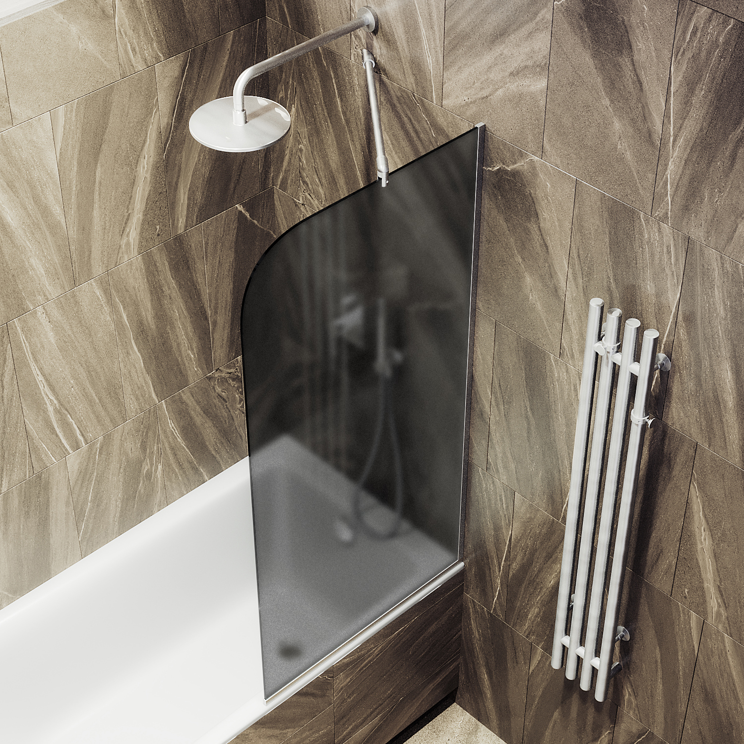 Шторка для ванны в узком профиле ST-141-5у Public Steel