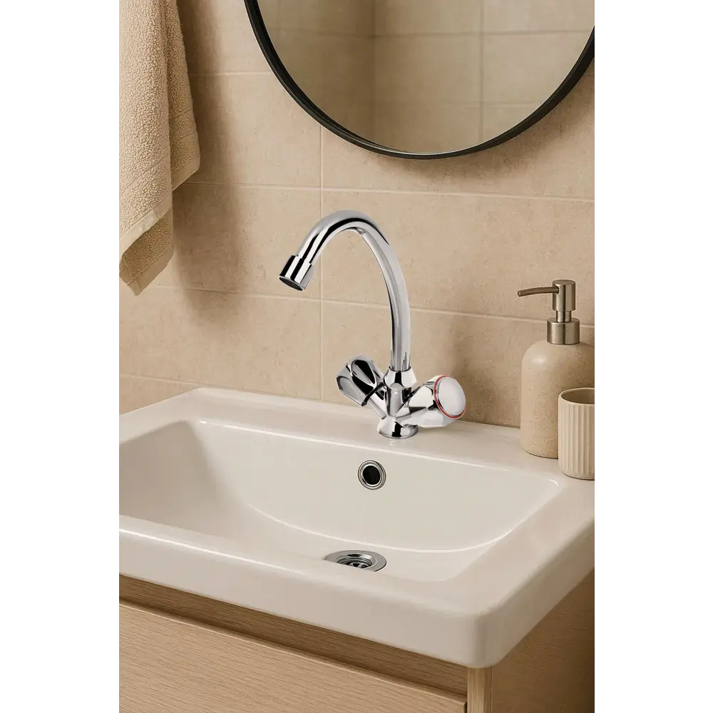 Смеситель для раковины Киров двухвентильный цвет хром Santreyd STLM-2100191 - Вид №2