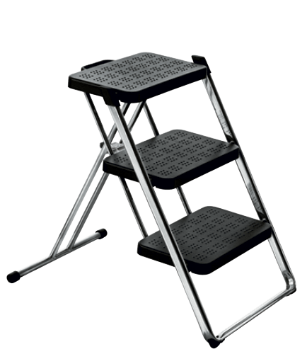 Magis Nuovastep AC97 Складная стремянка. Каркас из стальной трубы, ступени из ABS. Цвет: хром - черный  - Вид №1