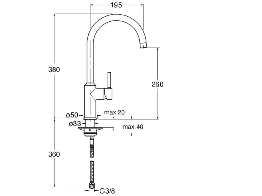 Однорычажный смеситель для кухни с поворотным изливом CRISTINA Rubinetterie кухня-современная коллекция ARCH-00134754 - Вид №2