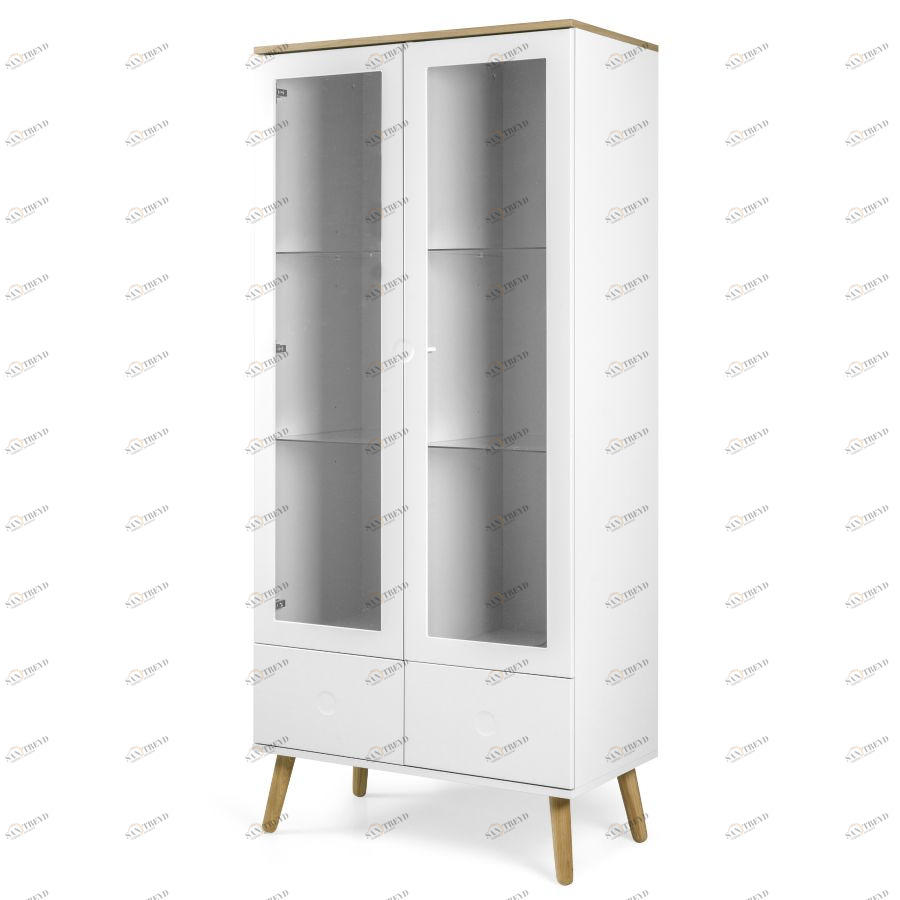 Витрина Tenzo Dot, 175х79х43 см, дуб, белая 1670454