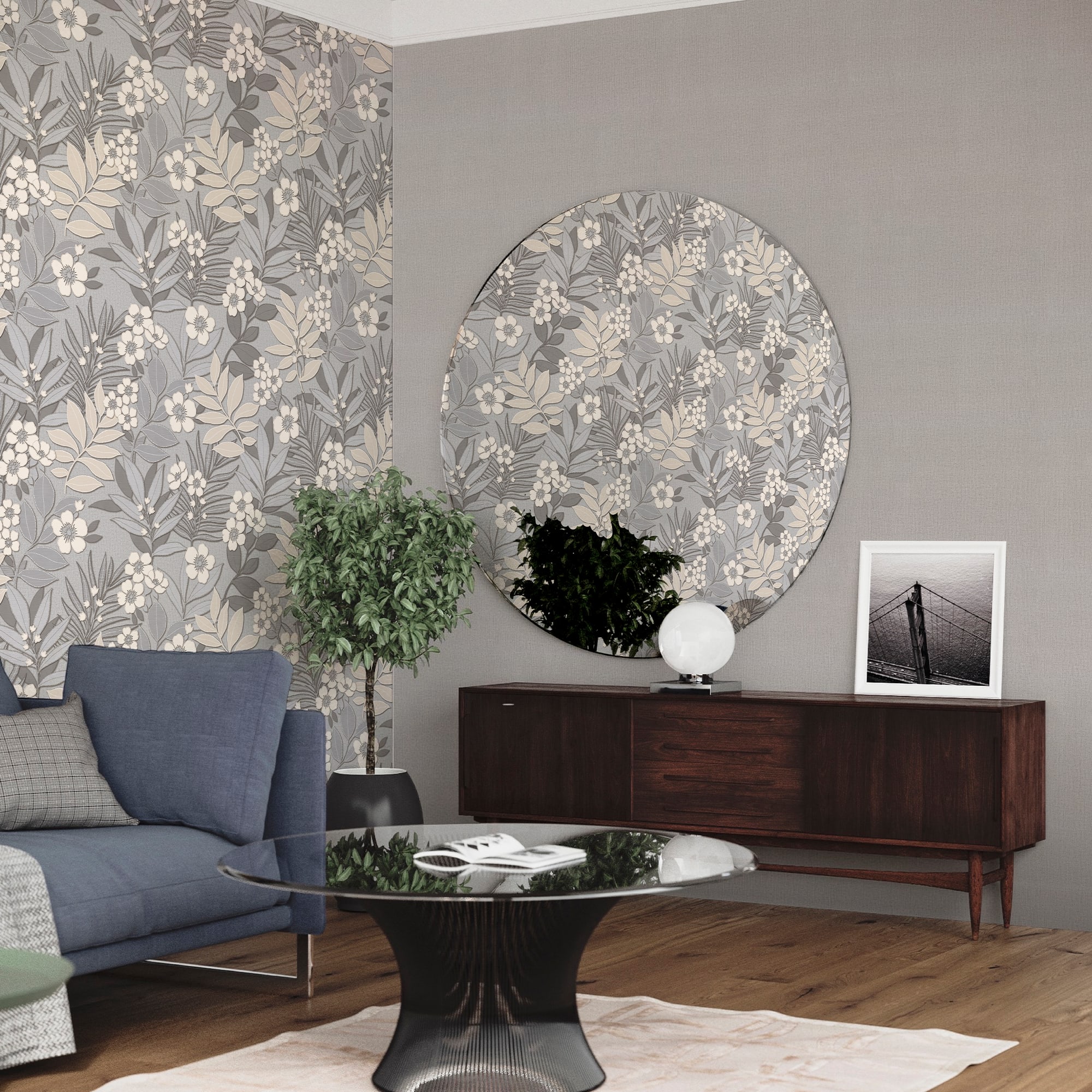 83684901 Обои флизелиновые Euro Decor серые 1.06 м 6010-11 Mia Santreyd - Вид №3