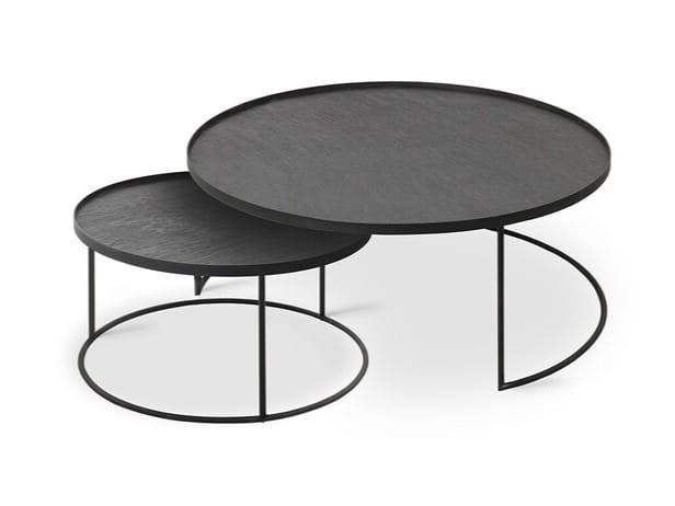 Круглый деревянный журнальный столик для гостиной Ethnicraft ROUND TRAY TABLE SET ARCH-00149057