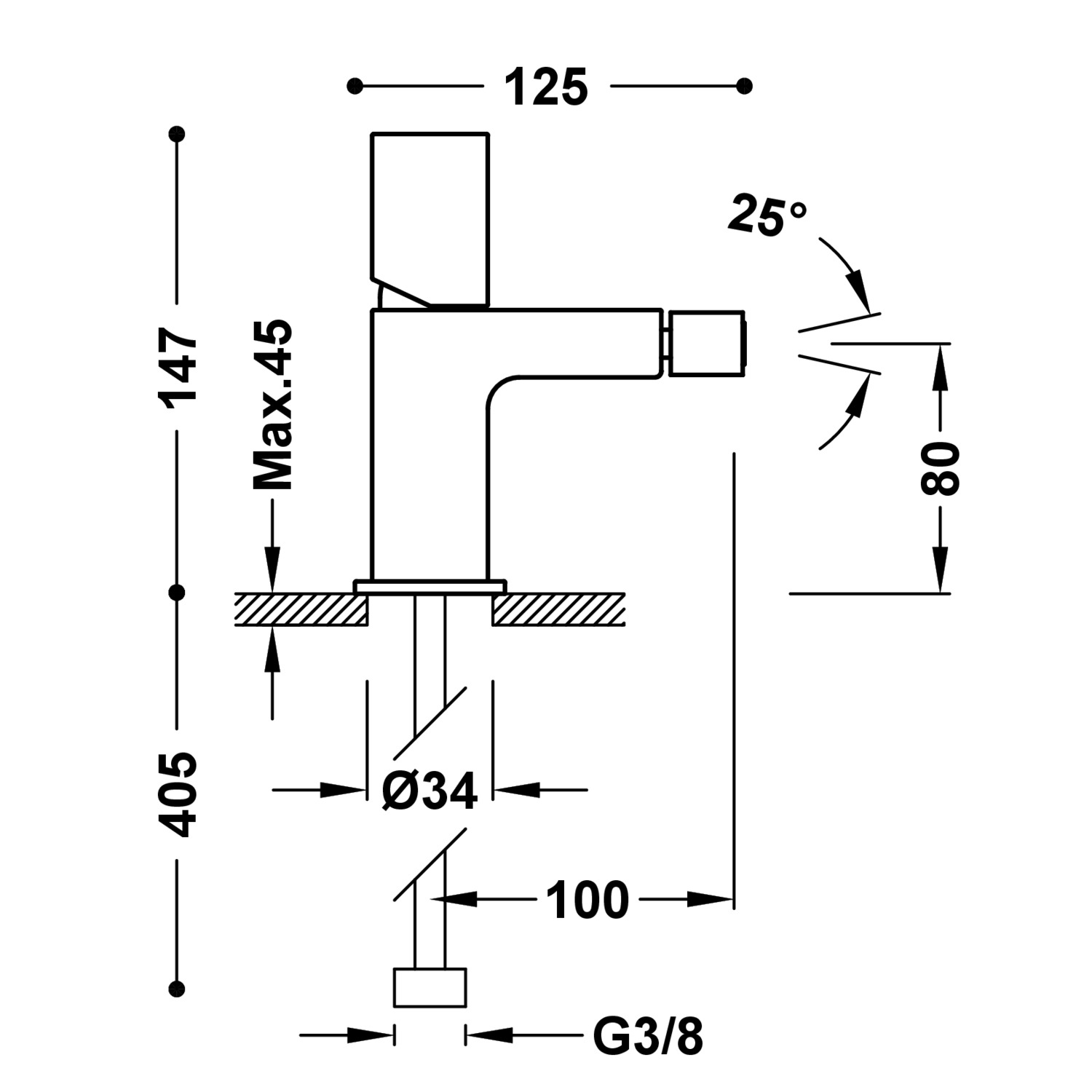 Смеситель для биде LOFT с одной ручкой -20012002BL TRES  - Вид №1