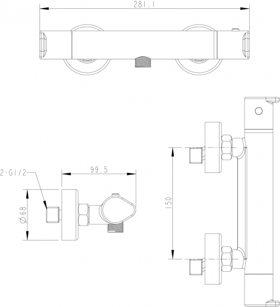 Смеситель для ванной комнаты для душа термостат WATERFALL F939114C-01A-RUS bravat - Вид №2