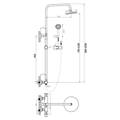 Orange T02S3-912cr Душевая система c термостатом в комплекте Белый sun-id-1517034 - Вид №1