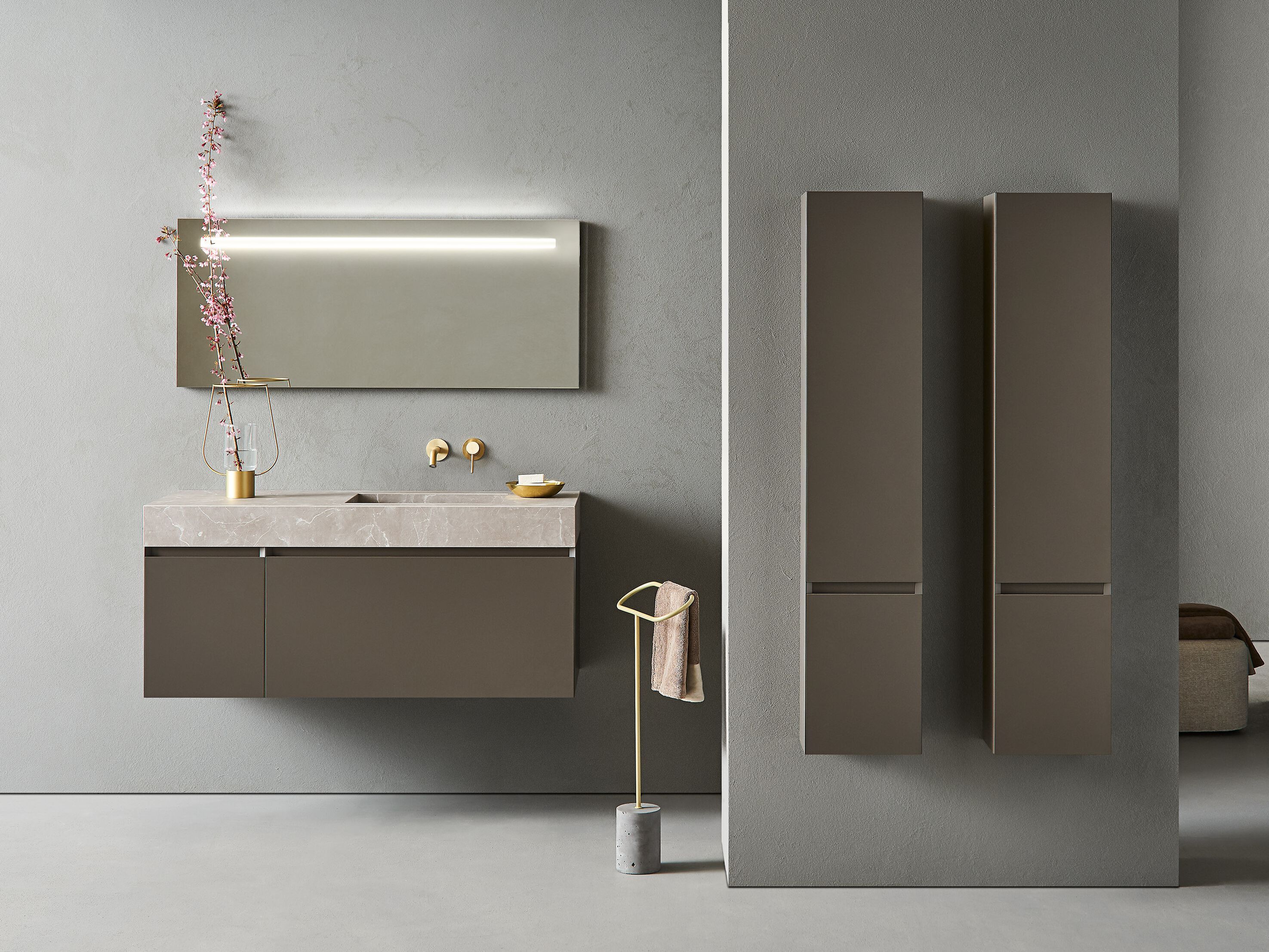 Состав ванной комнаты с умывальником, колонной и зеркалом Pirovano ARCH-00152103 - Вид №1