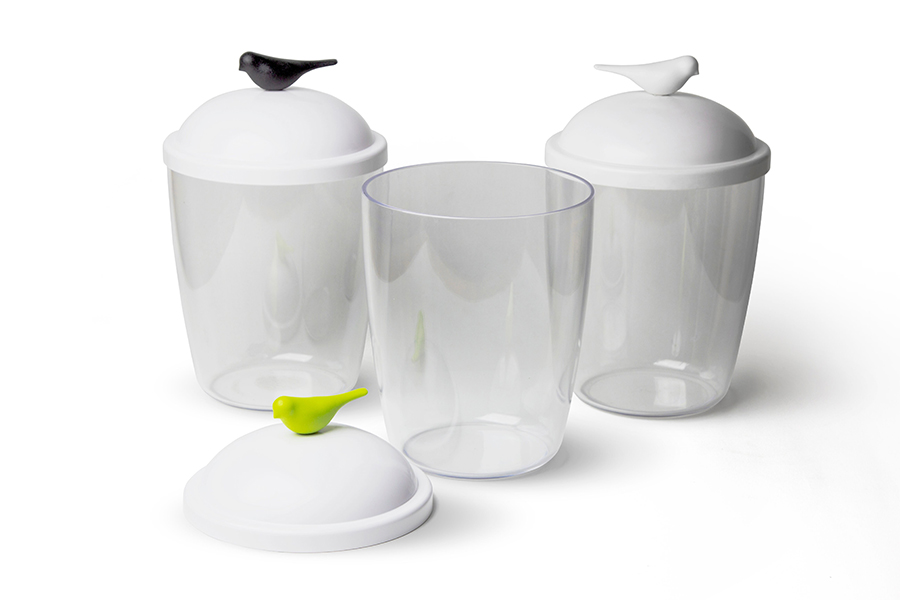 QL10302-WH-BK Емкость для льда sparrow, белая с черным Qualy  - Вид №3