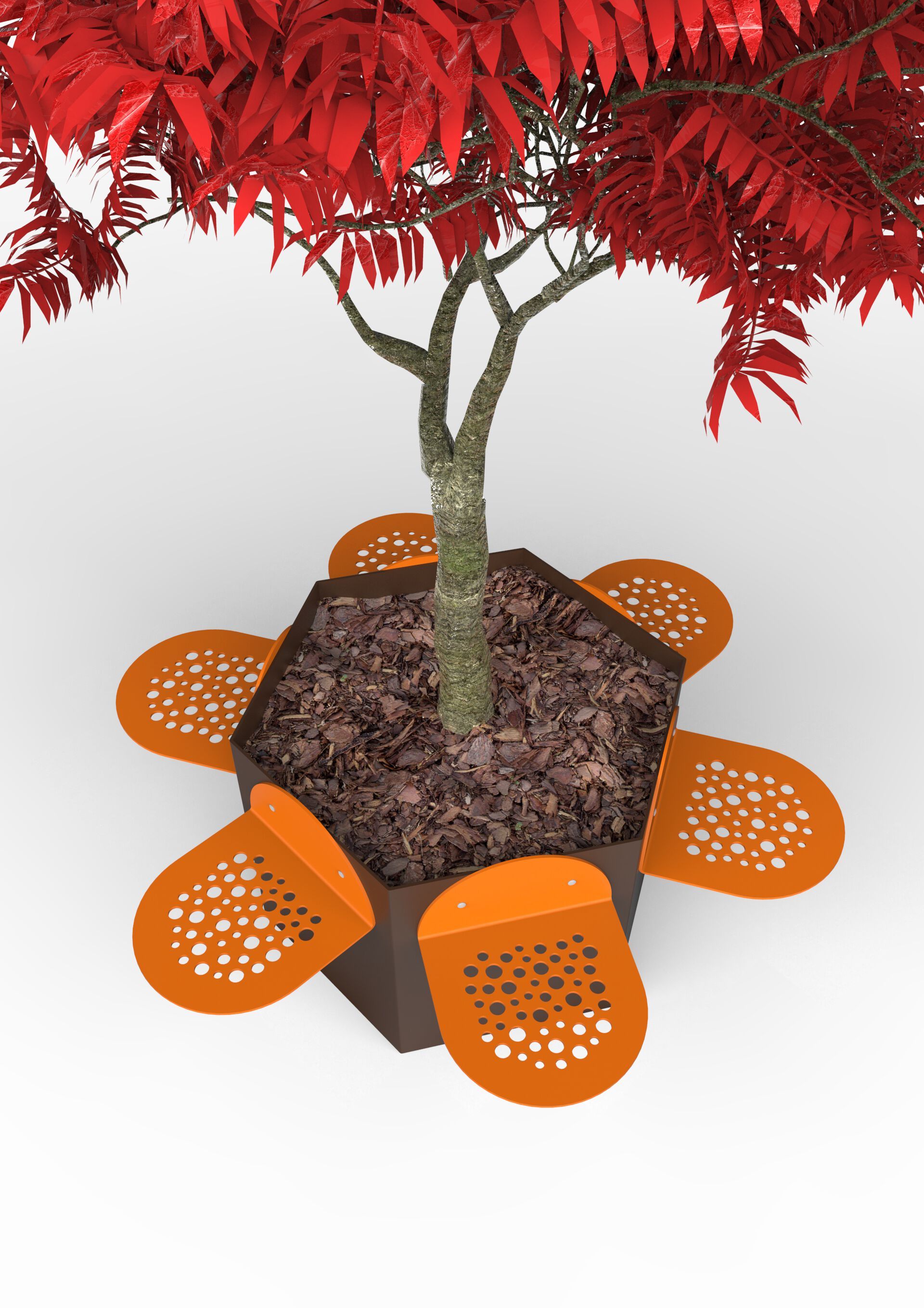 Стальная шестиугольная плантатор общественного пространства с сиденьем CITYSì PETALO ARCH-00025180 - Вид №1