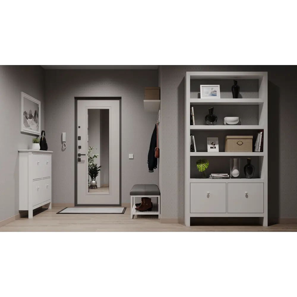 Входная дверь Гибсон 86x205 см левая айвори с зеркалом TOREX STLM-2058302 - Вид №4