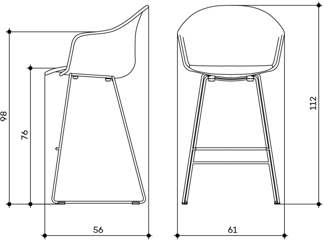 Высокий табурет из ткани с подставкой для ног arrmet Máni Armshell Fabric ARCH-00125385 - Вид №2