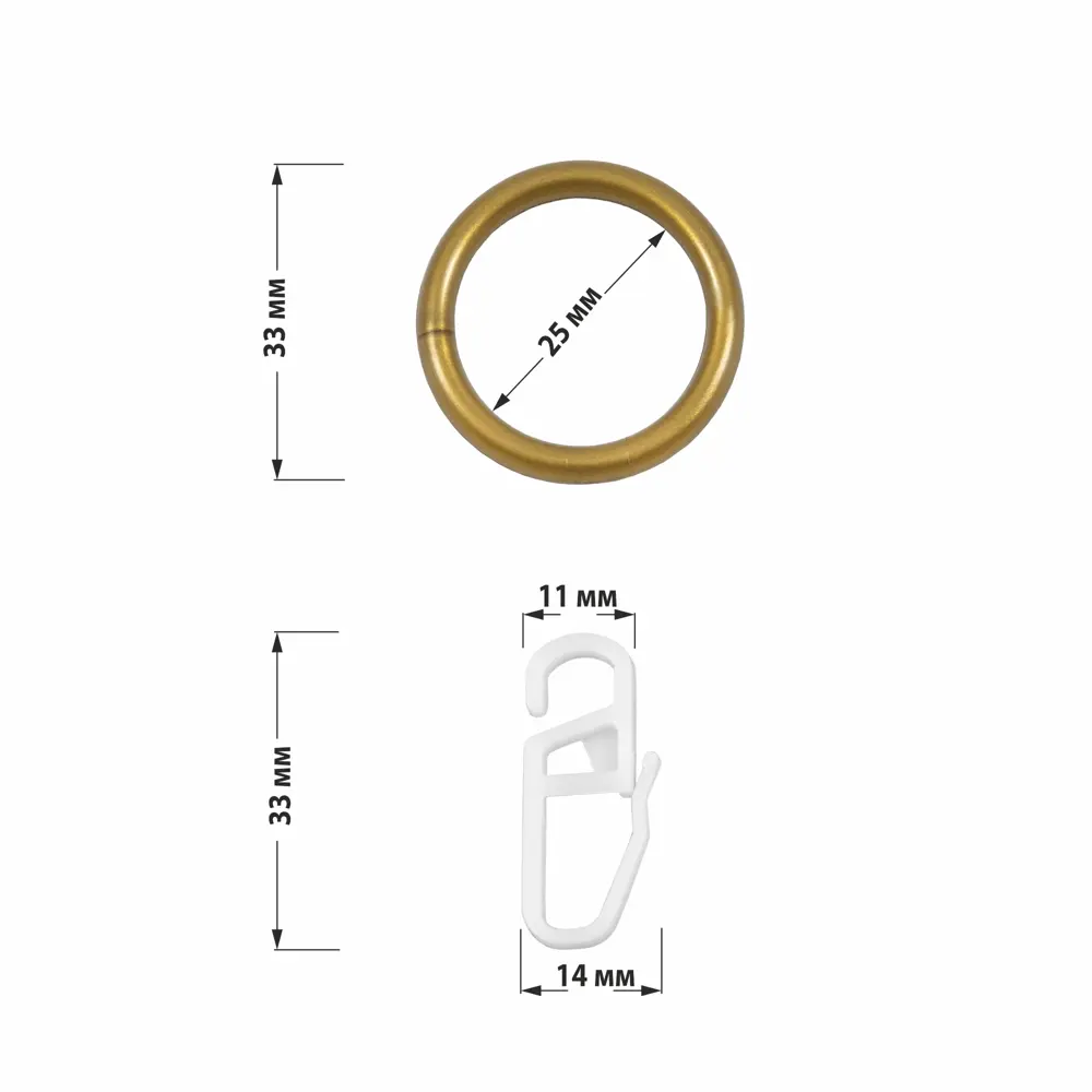 Кольцо с крючком пластик цвет золотой D25мм 10 шт 89414108 STLM-2076350 Santreyd  - Вид №4