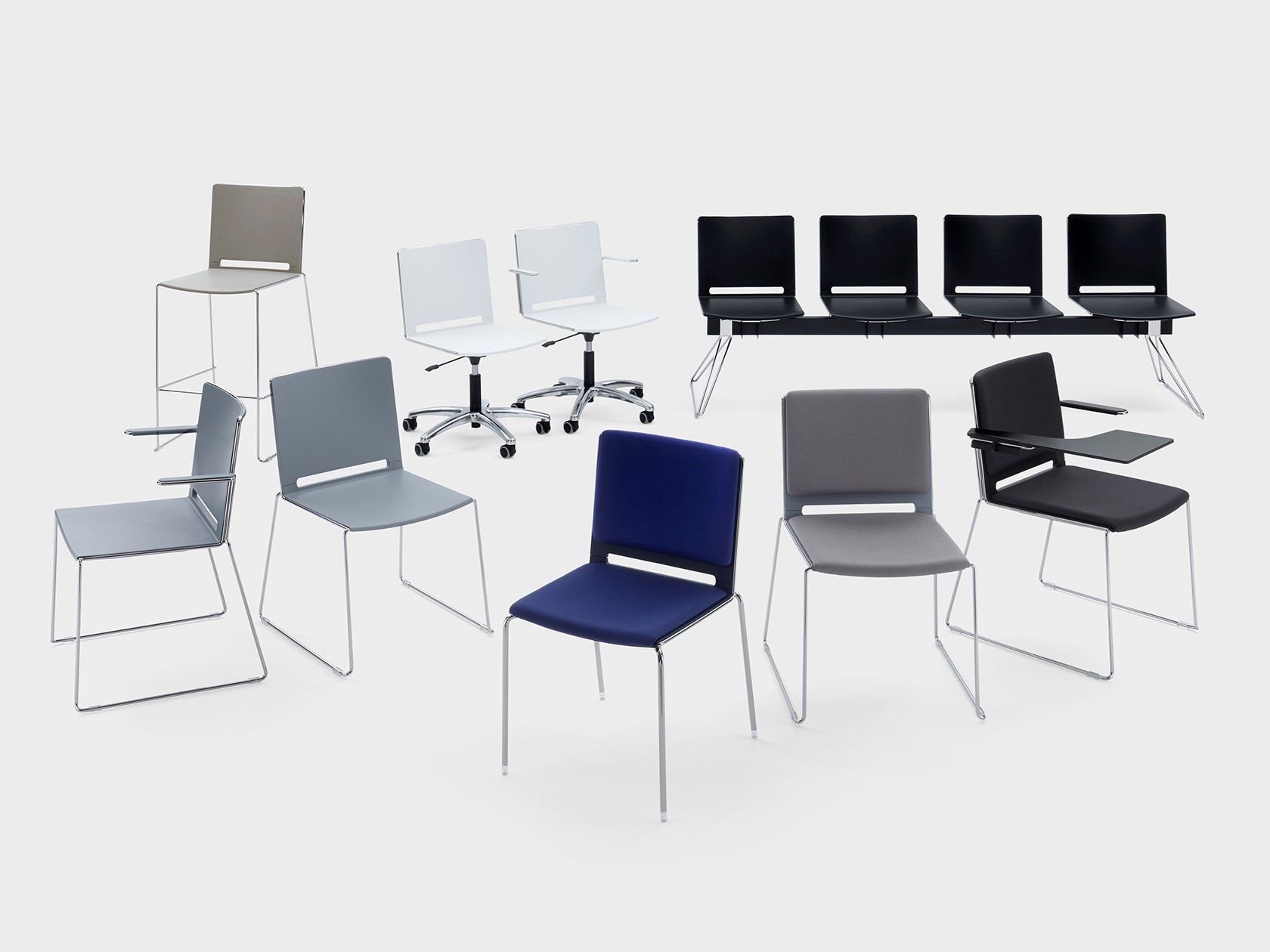 Пластиковый операционный офисный стул с подлокотниками 5 спиц Viganò Daisy ARCH-00039066 - Вид №1