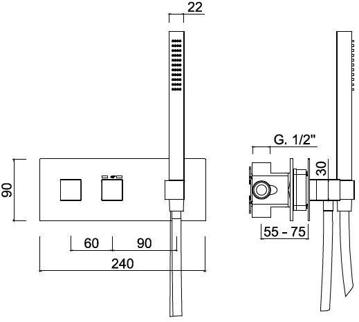 Rubinetteria Giulini Смеситель для душа с ручным душем Pablolux F8272 - Вид №1