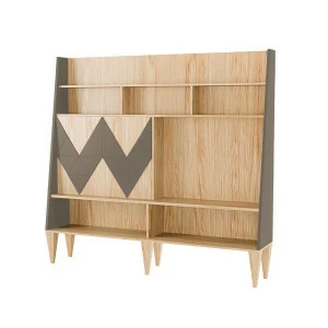 Стеллаж деревянный с дверцами и полками коричневый Woo Wall WOODI  00-3966181 Бежевый;коричневый
