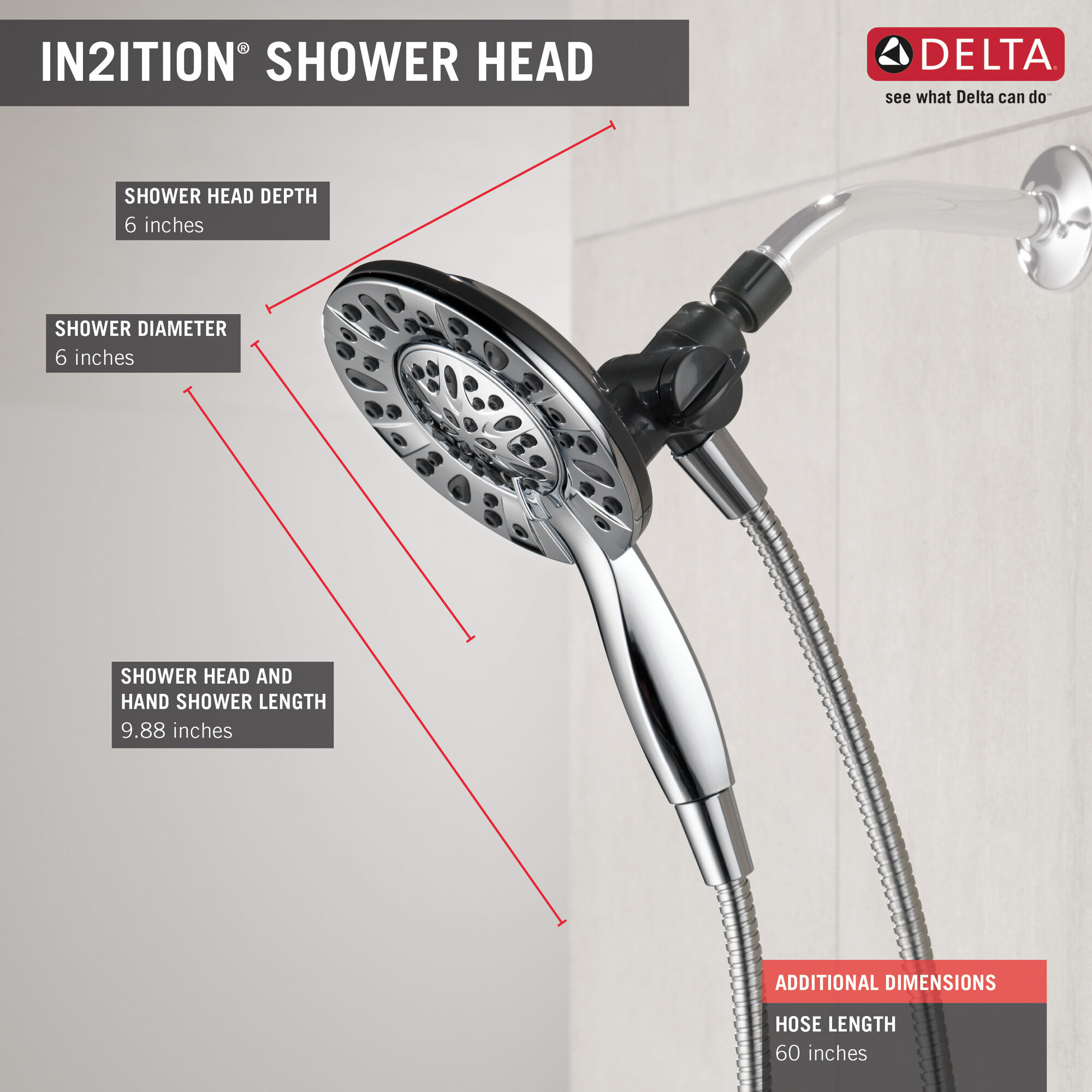 75490 In2ition® Душ два в одном с 4 настройками Delta Faucet DELTA Хром - Вид №7