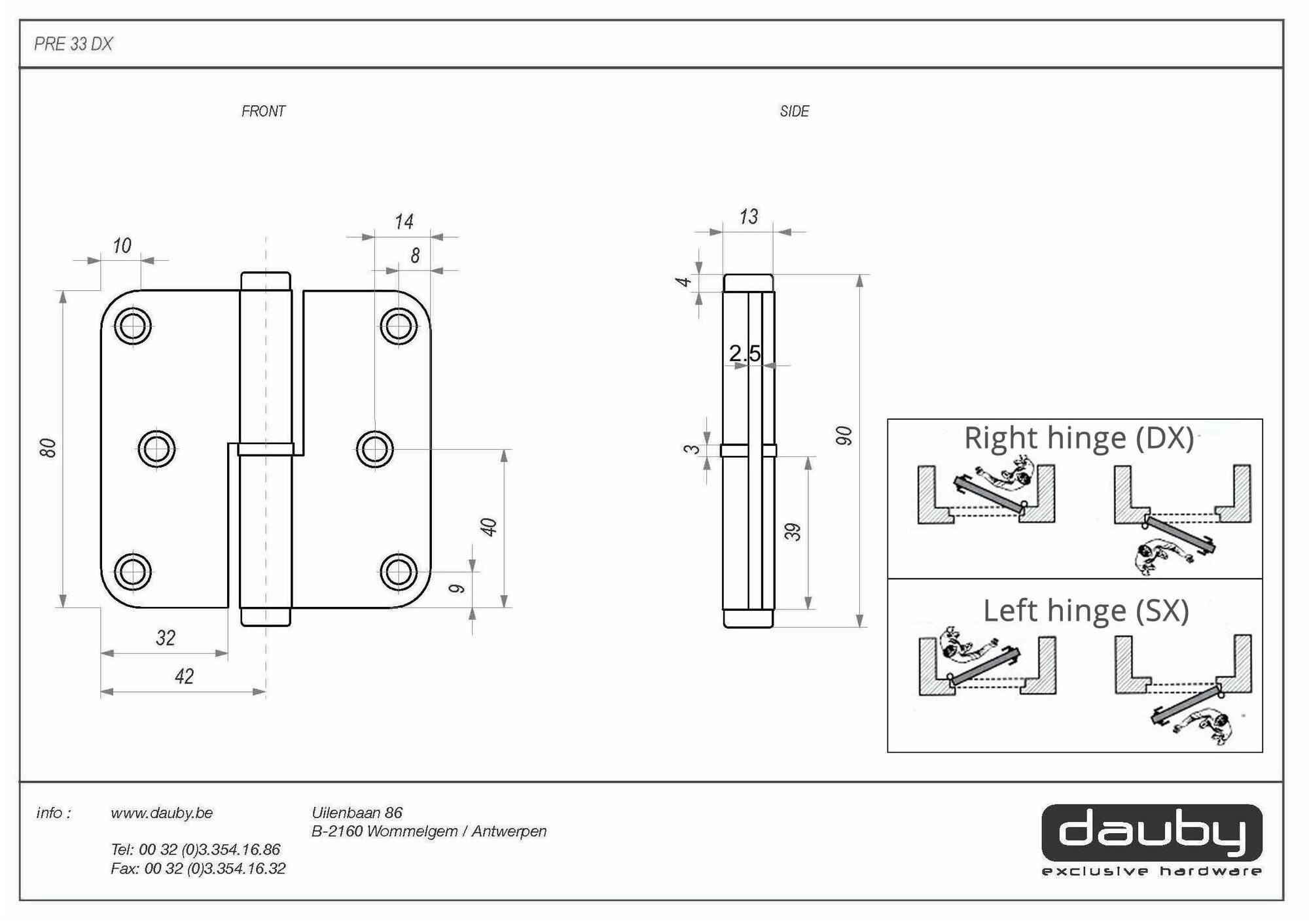 Dauby Петля металлическая для дверей Pure® 15703 - Вид №1