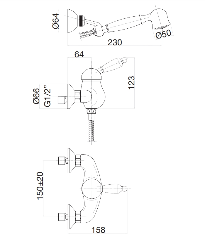 83ZZ5127 Смеситель для душа Imperale , бронза Fiore Imperiale  - Вид №2