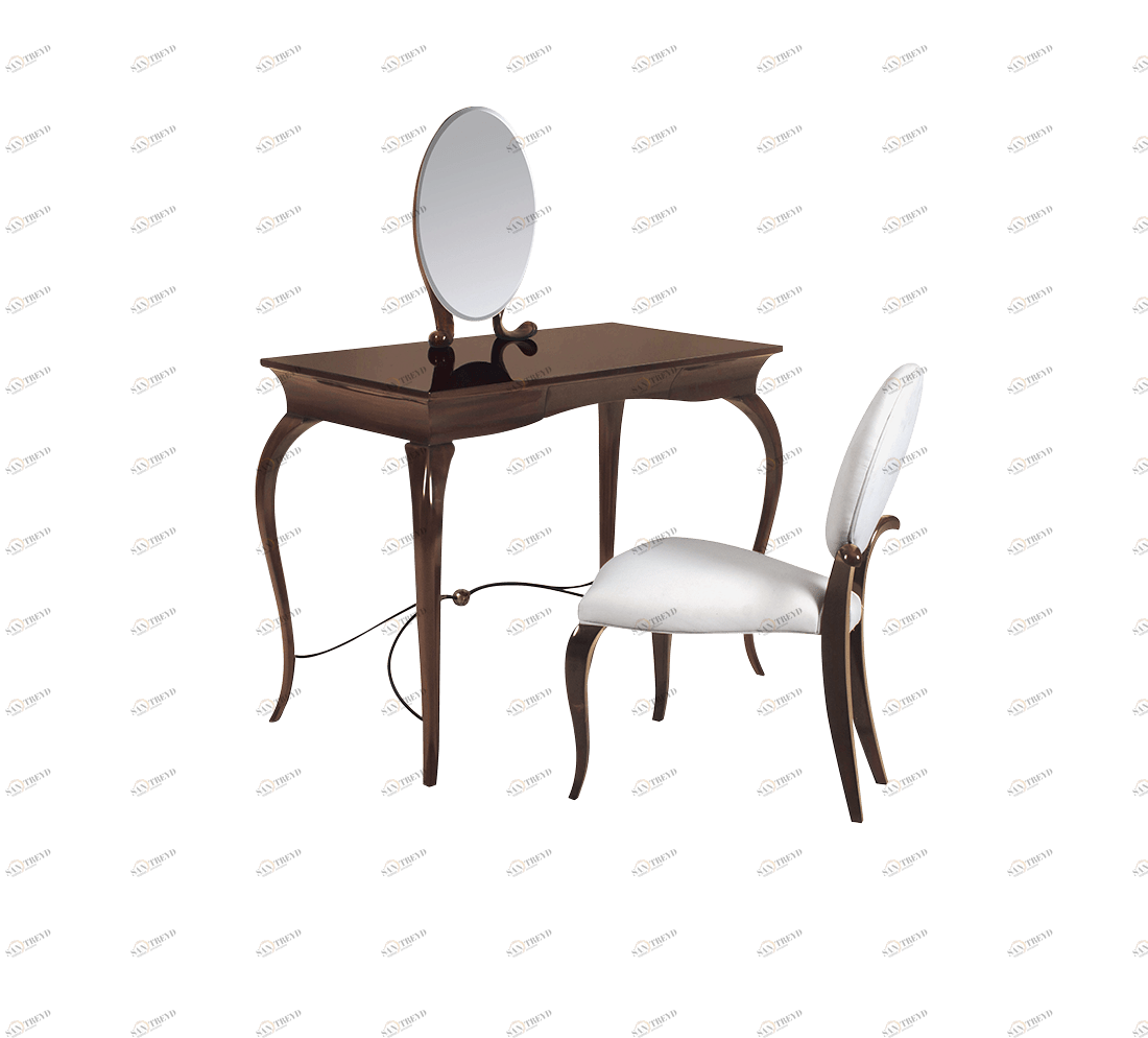 Gentry Home Туалетный столик Melrose из массива красного дерева  Гавана - черный монохромный - флорентийское серебро GH100153 