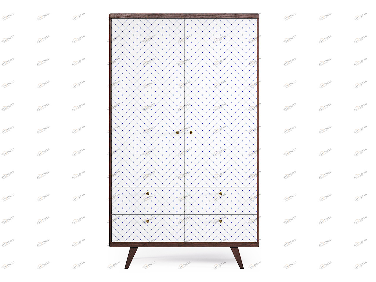 Шкаф распашной двухдверный с ящиками темный дуб с принтом Thimon №2 THE IDEA  210438 Белый;коричневый 