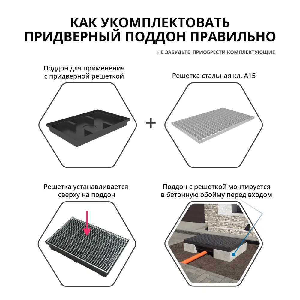 Решётка придверная 590x390 мм сварная сталь GIDROLICA STLM-2083371 - Вид №5