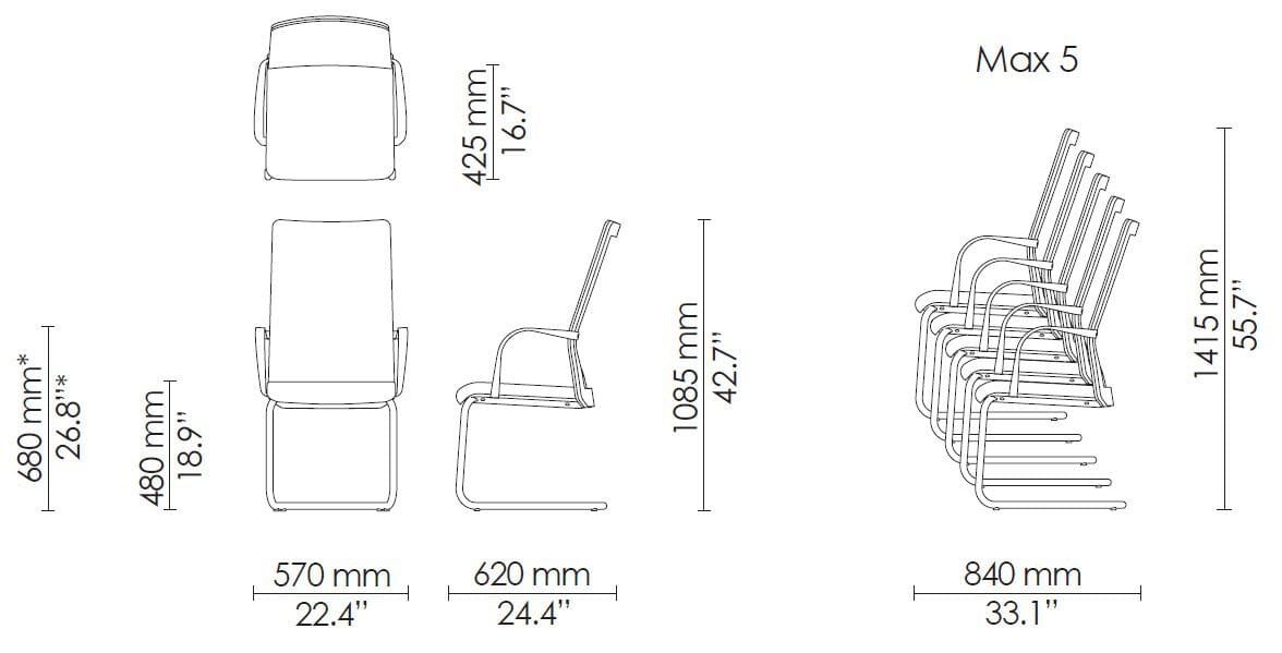 Кожаный консольный стул с подлокотниками Howe MN1 ARCH-00127485 - Вид №2