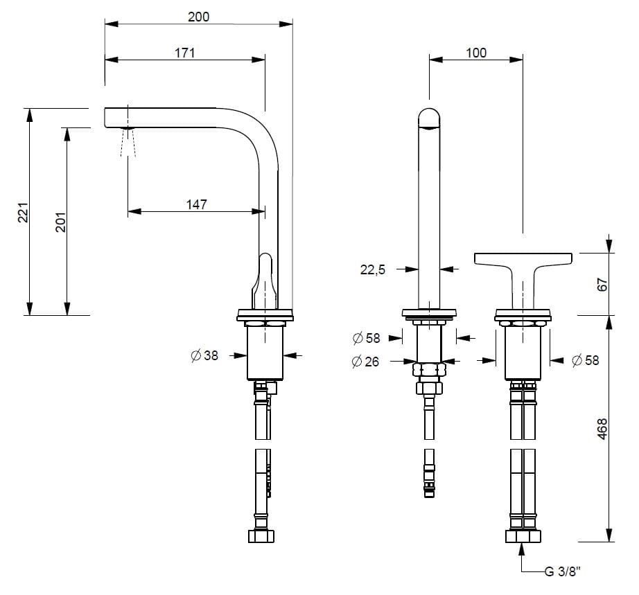 Смеситель для раковины с 2 отверстиями Fantini Rubinetti Sailing ARCH-00146182 - Вид №1